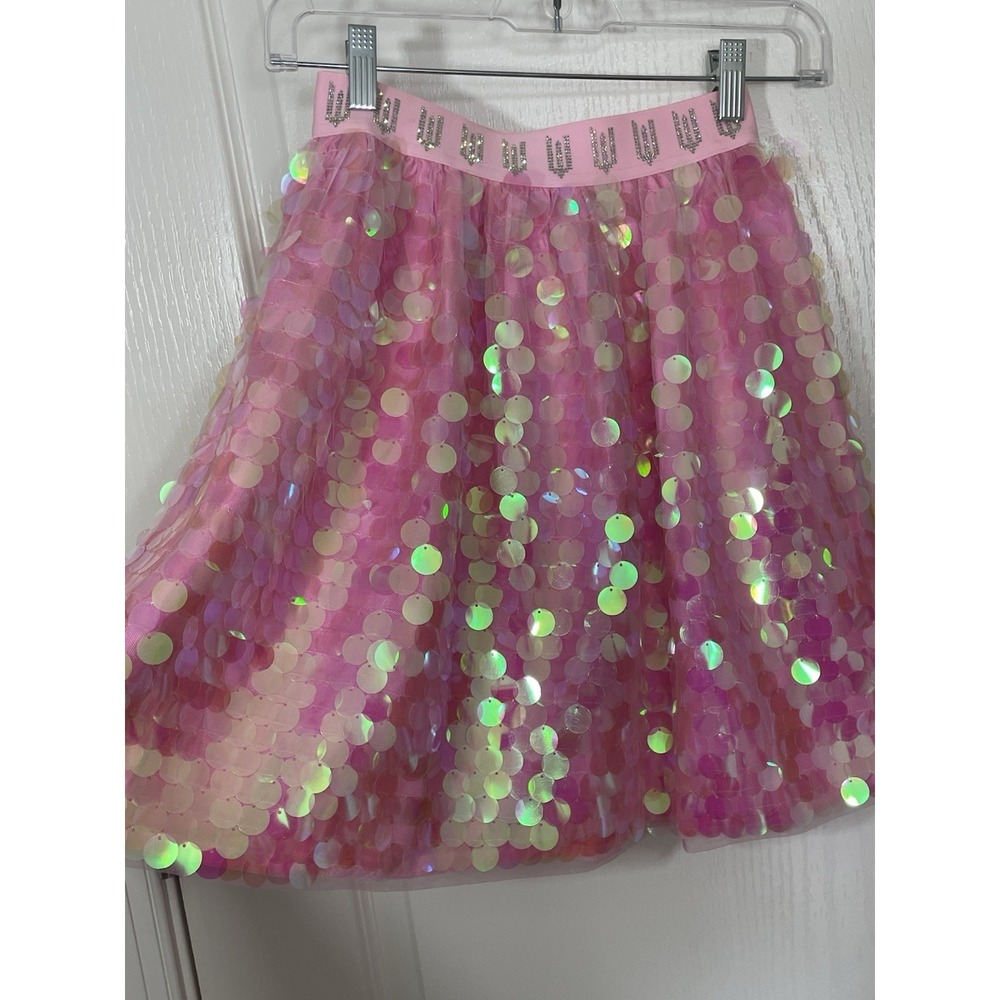 Lola and The Boys Girls Wicked Glinda Sparkle Skirt 14 Pink Shimmer Party Sequin - Picture 4 of 13